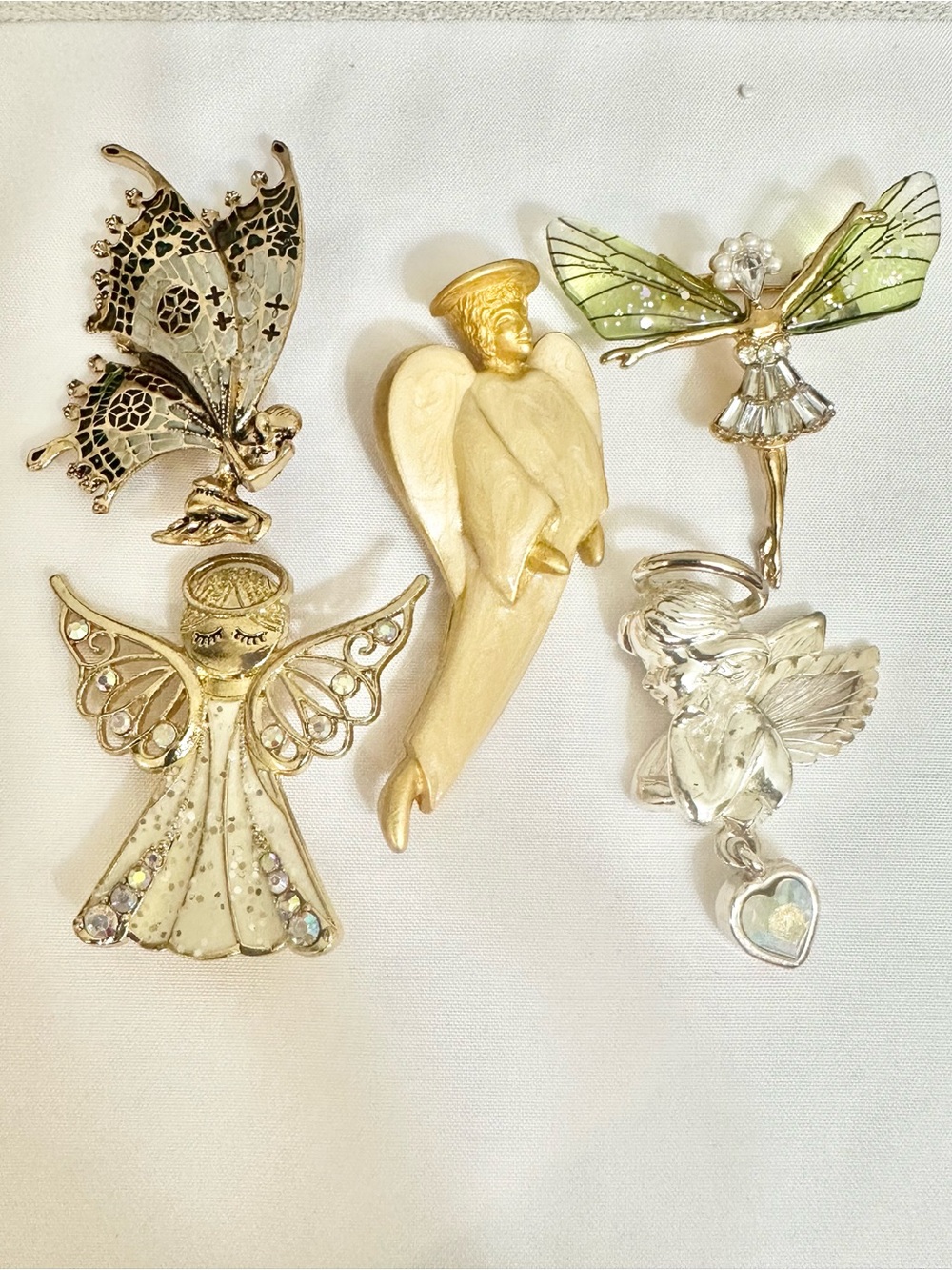 Vintage Angel & Fairy Brooch Lot (5 pieces)